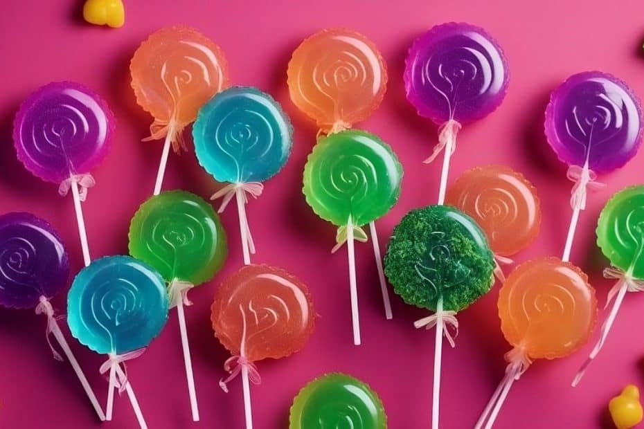Cannabis lollipops in various colors and flavors