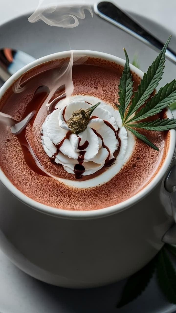 Weed hot chocolate with whipped cream