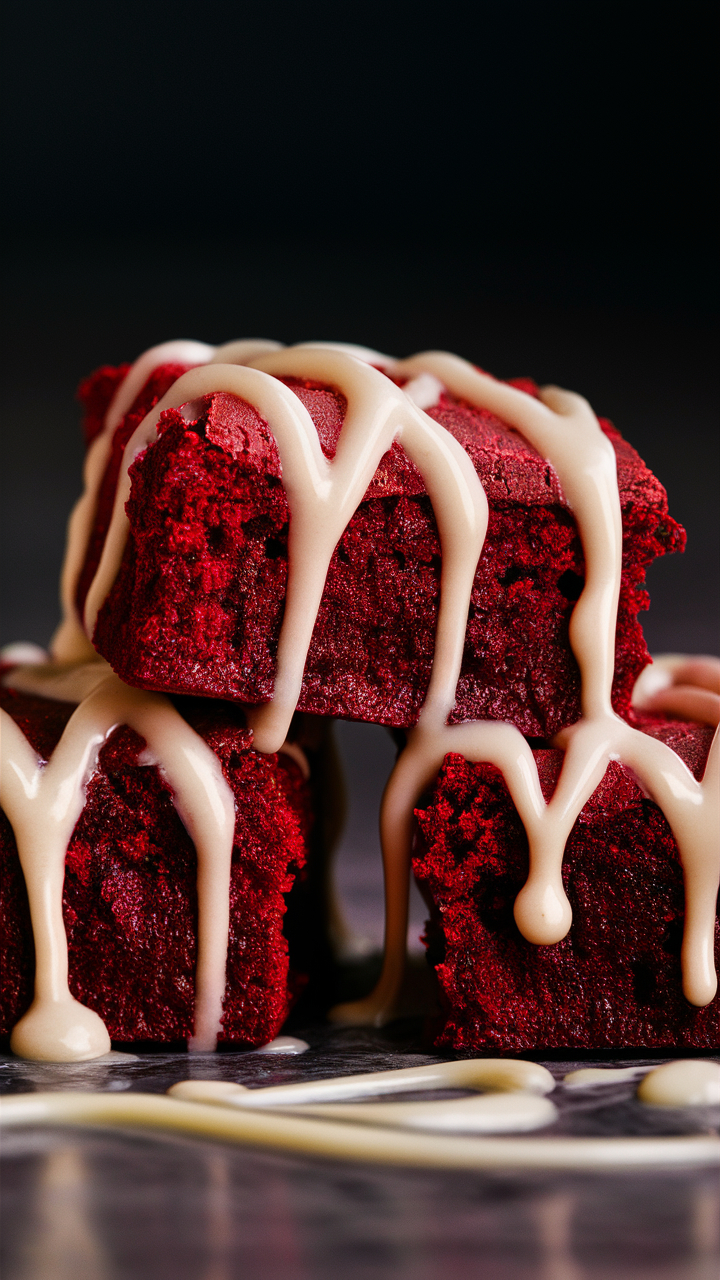 Stack of red velvet cannabis brownies