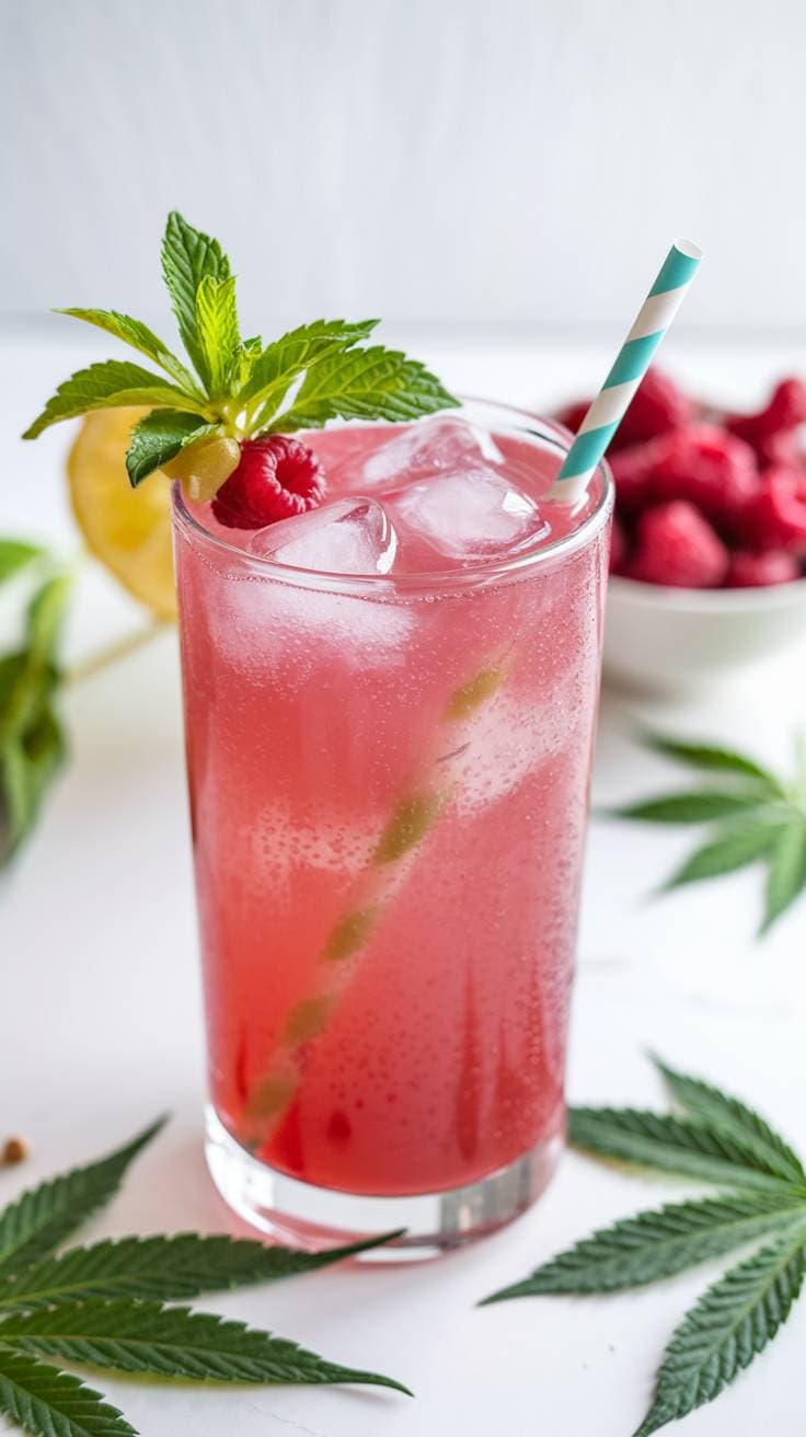 Raspberry cannabis mojito