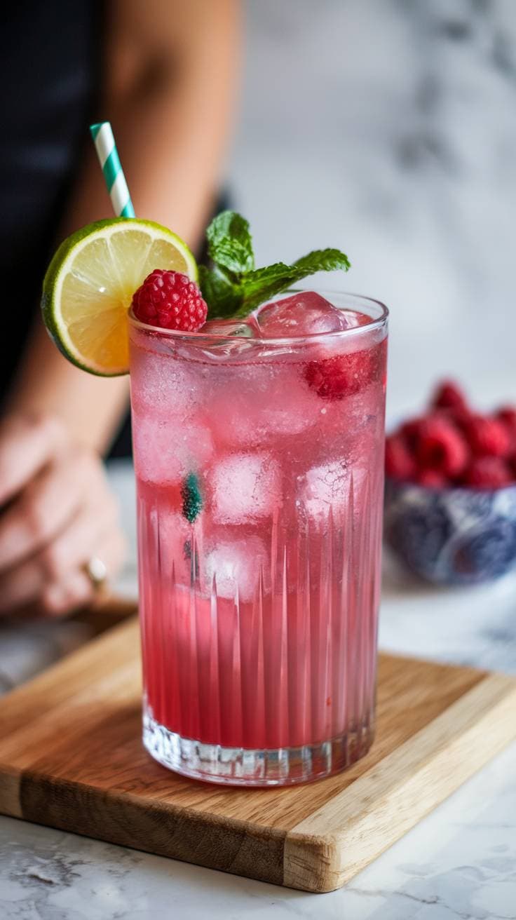 Raspberry mint cannabis mojito