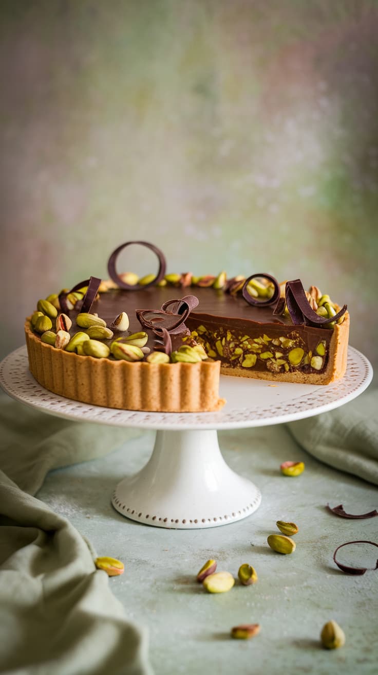 No-bake weed pistacho chocolate tart