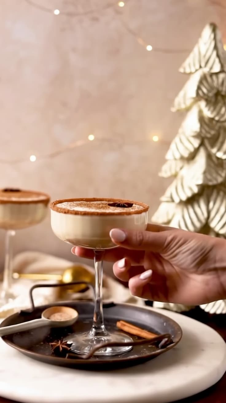 Glass of cannabis eggnog