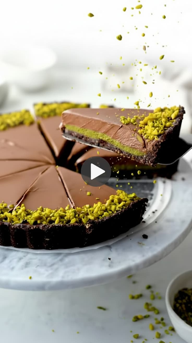 No-bake weed pistachio chocolate tart