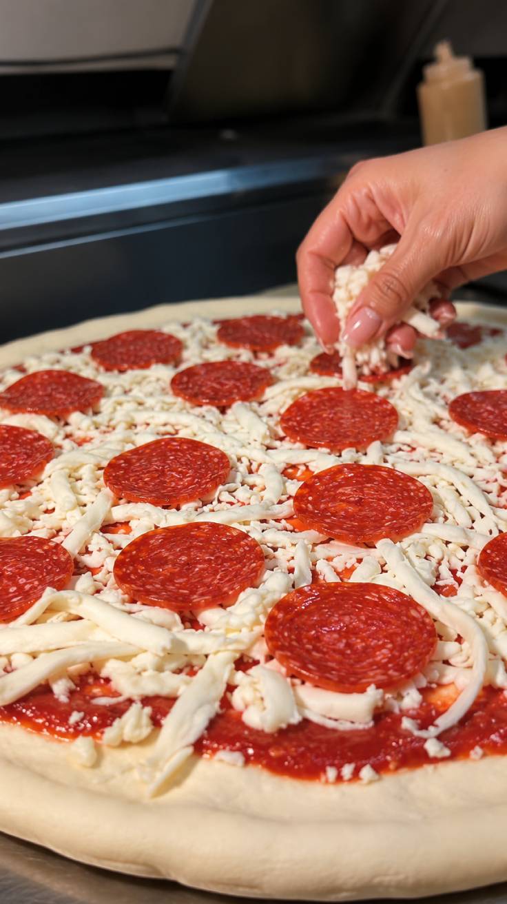 Preparing cannabis pizza